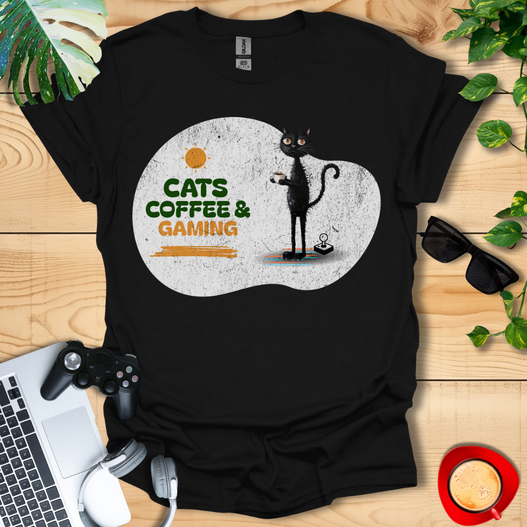 Cats Coffee & Gaming Unisex T-shirts