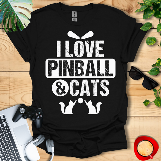 I Love Pinball And Cats Unisex T-shirts