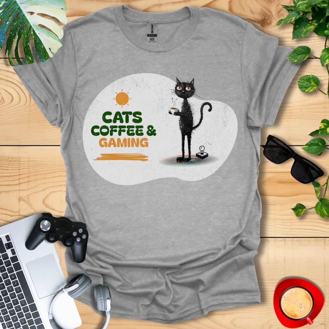 Cats Coffee & Gaming Unisex T-shirts