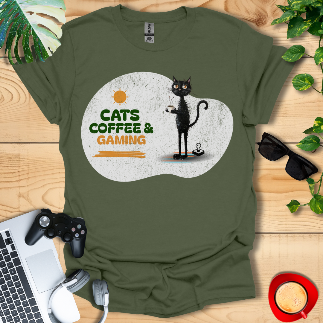 Cats Coffee & Gaming Unisex T-shirts